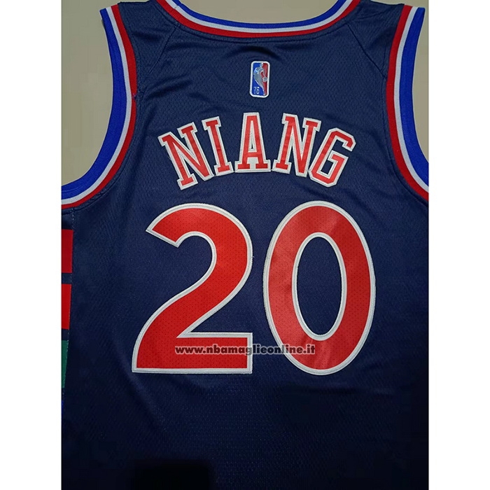 Maglia Philadelphia 76ers Georges Niang #20 Citta 2021-22 Blu